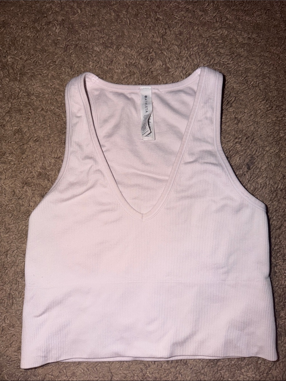 Athleta Pale Pink Ribbed Racerback Tank